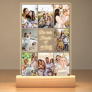 Jkolalin Personalisierte Bilderrahmen Collage mit Foto, Fotogeschenke Personalisiert Bilderrahmen mit Bild, Personalisierte Geschenke für Frauen Männer Mama Papa Kinder Familie