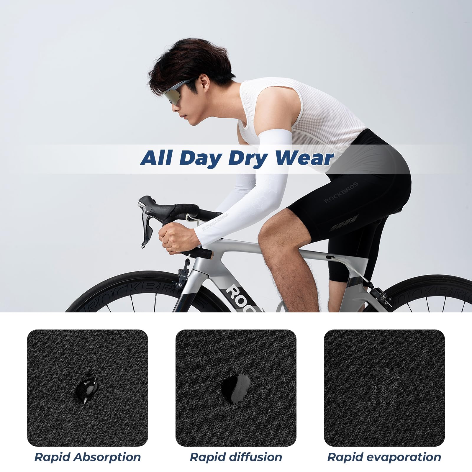 ROCKBROS Manchettes de Bras Protection UV Manchettes de Bras pour Peau Sensible Peau Mince Tattoo Cover Up Compression pour Femmes Hommes Gaming Manchettes pour Jardinage, Cyclisme, M-XL, Noir Blanc