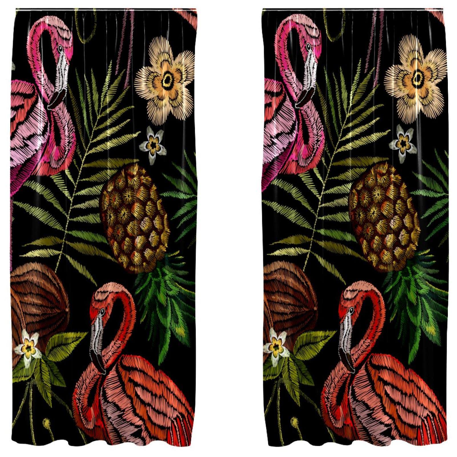 Juego de 2 paneles de flamenco tropical negro 55 x 84 para decorar tu sala y dormitorio