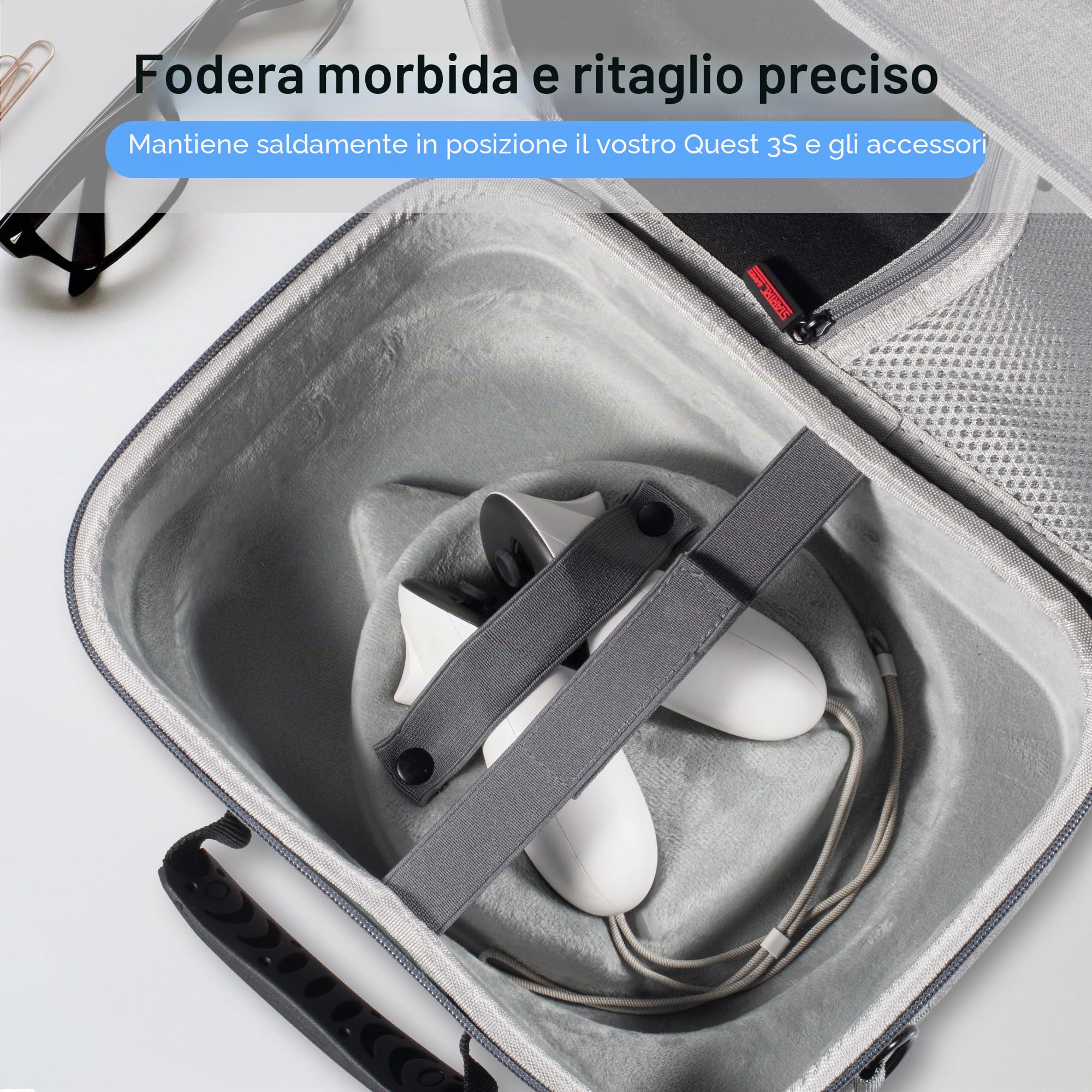 STARTRC GAMES Grande Custodia da Trasporto per Meta Quest 3S, Compatibile con BOBOVR S3 Pro/Kiwi Design Battery Head Strap e Altri Accessori, Custodia e Fodera Morbida per Oculus Quest 3S