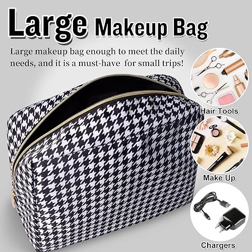 Miniatura 4 de izuzta Nylon Lager Pequeño Slim Mini Maquillaje Bolsa Organizador, Negro (black Houndstooth), Viajes