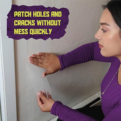 Miniatura 5 de ATack Cinta de reparación de paneles de yeso de fibra de vidrio, 6 pulgadas por 75 pies, parche autoadhesivo resistente para grietas y costuras de