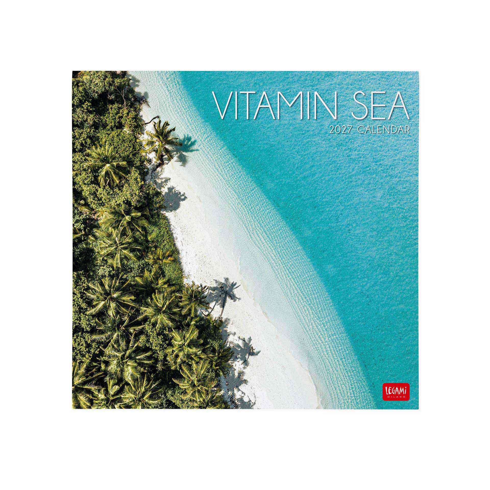 Legami - 2027 Wall Calendar, Vitamin Sea, Large Wall Calendar, 12 Months and Yearly Planner, in 6 Languages, Space for Notes, Zodiac Signs, International Holidays, 30 x 29 cm
