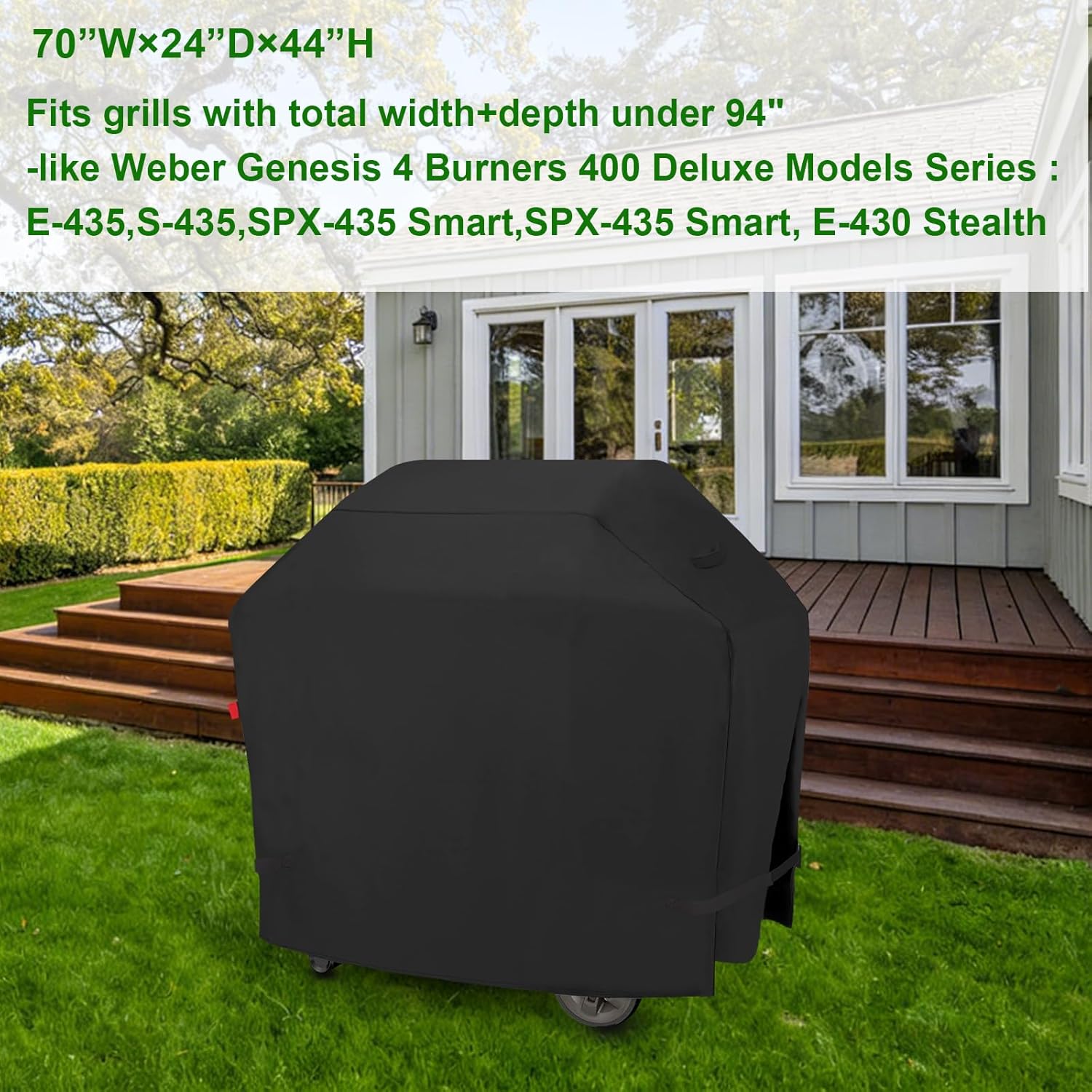 Outdoor BBQ Grill Cover for Weber Genesis 4 Burners 400 Series : E-415,S-415,Weber Summit 400 Series : E-420,E-470,S-420,S-470,Fade Resistant,Weather Resistant Barbecue Gas Covers 70"