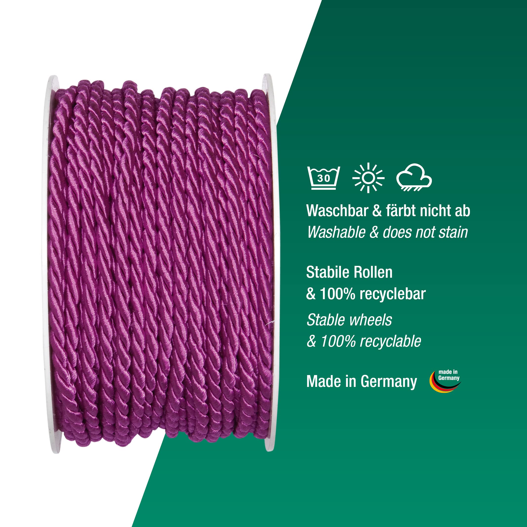 Halbach Seidenbänder Premium Kordel (pink) – Bild 3