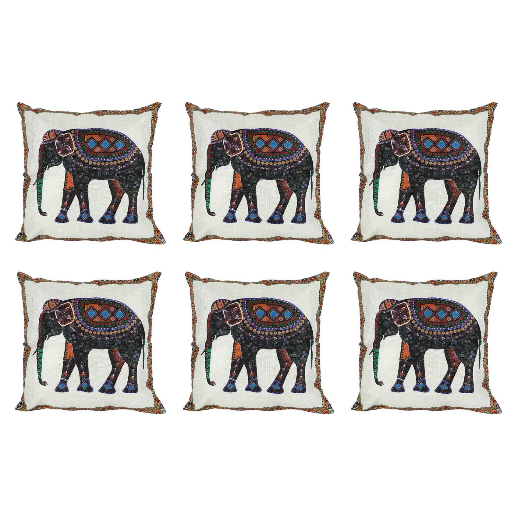 Hndhbfgrt 6X Indian Knitted Elephant Cotton Linen Throw Pillow Case Cushion Cover Decor