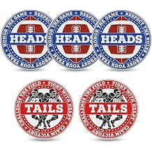 American Football Coin Toss Flip Coin 5-Pack Heads & Tails Referee Coins, 3D Double-Sided Zinc Alloy Sportsmanship Challenge Coin Set with Clear Acrylic Cases