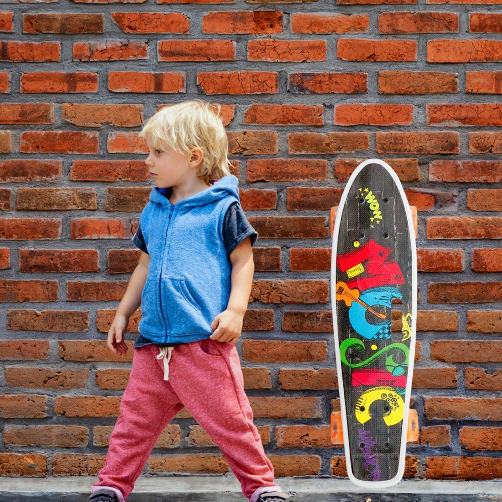 Monopatín para niños,Monopatín de Cuatro Ruedas de pez pequeño de 22 Pulgadas para niños | Juguetes de Patinaje para Principiantes con absorción de Impacto para niños, niñas, niños,