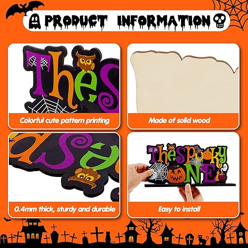 Miniatura 3 de 2 piezas de decoración de fiesta de primer cumpleaños con temática de Halloween, centros de mesa de madera, calabaza, una letra, para Halloween,