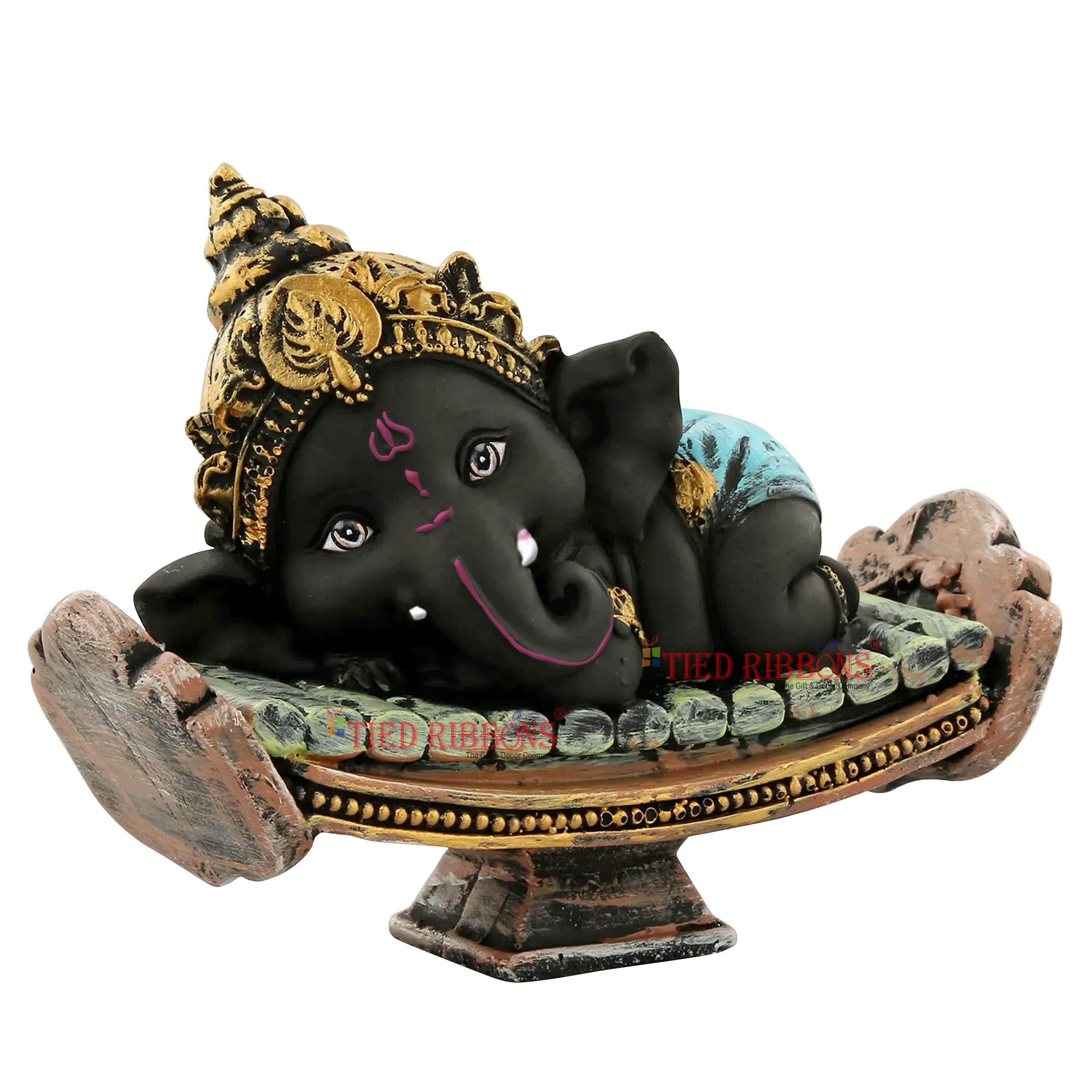 TIED RIBBONSGanesha Statue | Resin, 4.3 x 6.2 inch | Hindu Ganesh God Statue | Indian God Idols for Home, Desk, Hindu Gifts | Ganpati Murti Indian Statue | Ganesha Idol for Table Decor, Office, Pooja