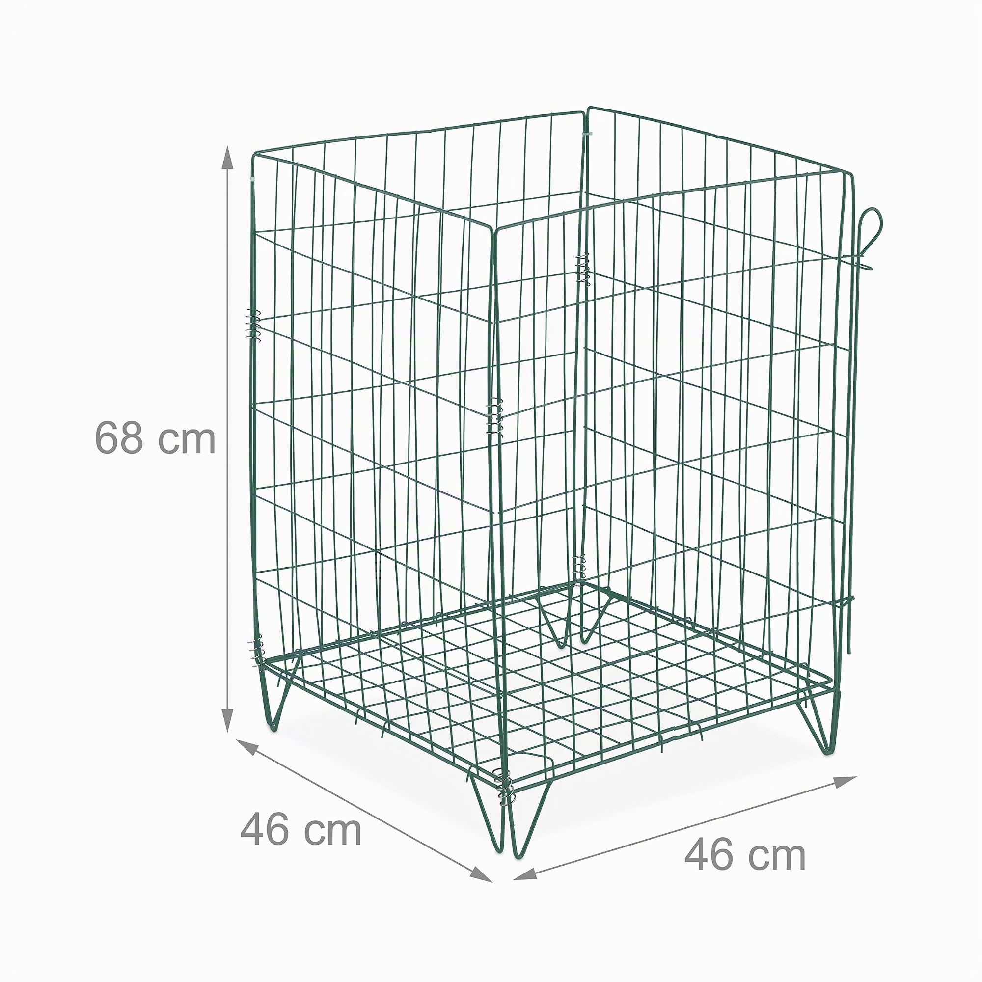 Relaxdays Composteur de Jardin en métal, Fond grillagé et Pieds, pour déchets organiques, Acier, HLP 68x46x46 cm, Vert
