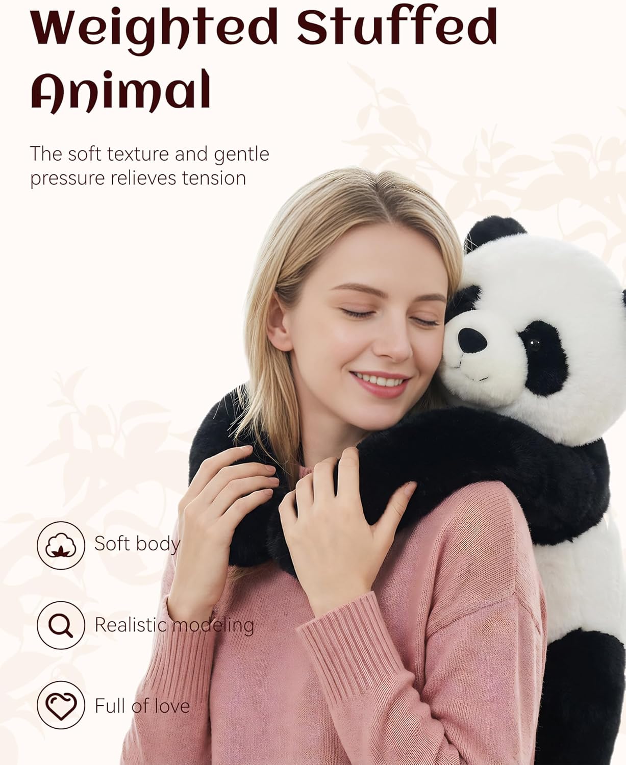 Weighted Stuffed Animal – Panda, Sloth, Bear, Koala, Raccoon & Dinosaur Plushie with Extra-Long Hugging Arms, Soft Huggable Weighted Stuffed Animal for Relaxation & Comfort (Bear, 25.6'')