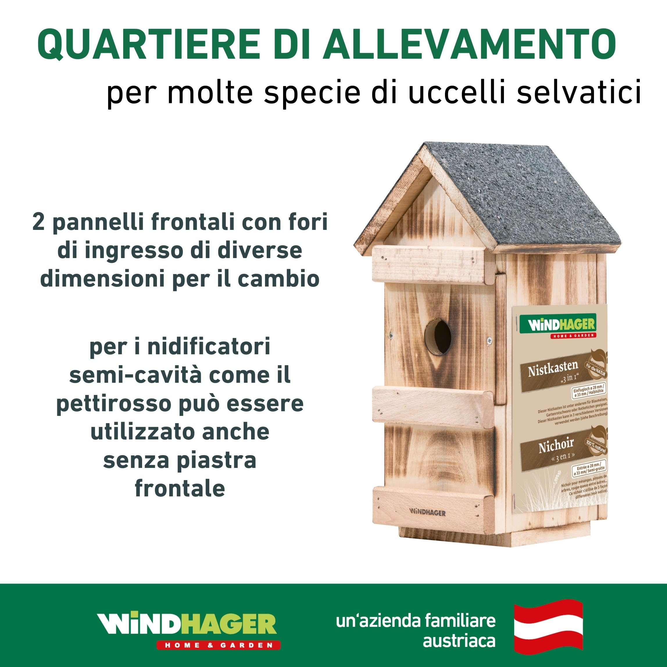 Windhager Nidificazione degli Uccelli della Cassetta di nidificazione 3 in 1, Nido, Uccello casa, incubatore, Aiuto per la nidificazione, 06997