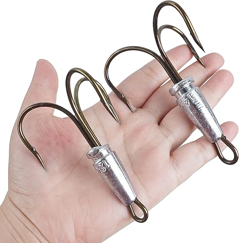Miniatura 6 de Ganchos de enganche para enganchar ganchos agudos pesados, 4 ganchos de pesca con peso grandes para peces agudos para pesca de cebo, trucha, lubina,