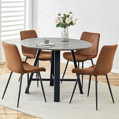 Miniatura 14 de Juego de mesa de comedor redonda para 4, mesa de comedor y sillas de cocina moderna para 4,42 pulgadas, juego de mesa de comedor para 4, juego de