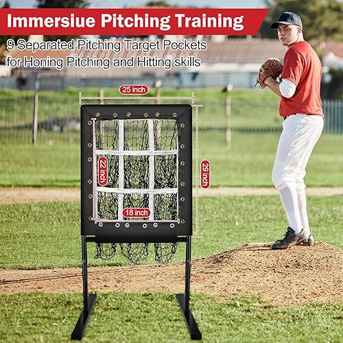 Miniatura 3 de MONOJOY Red de lanzamiento de béisbol red de lanzamiento de 9 agujeros con zona de ataque redes de lanzamiento de sóftbol ajustables incluye bolsa