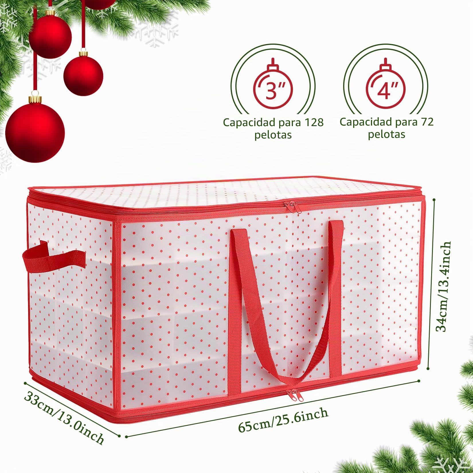 Caja de Almacenamiento para Bolas de Navidad para 128 Bolas organizador bolsa de Almacenamiento