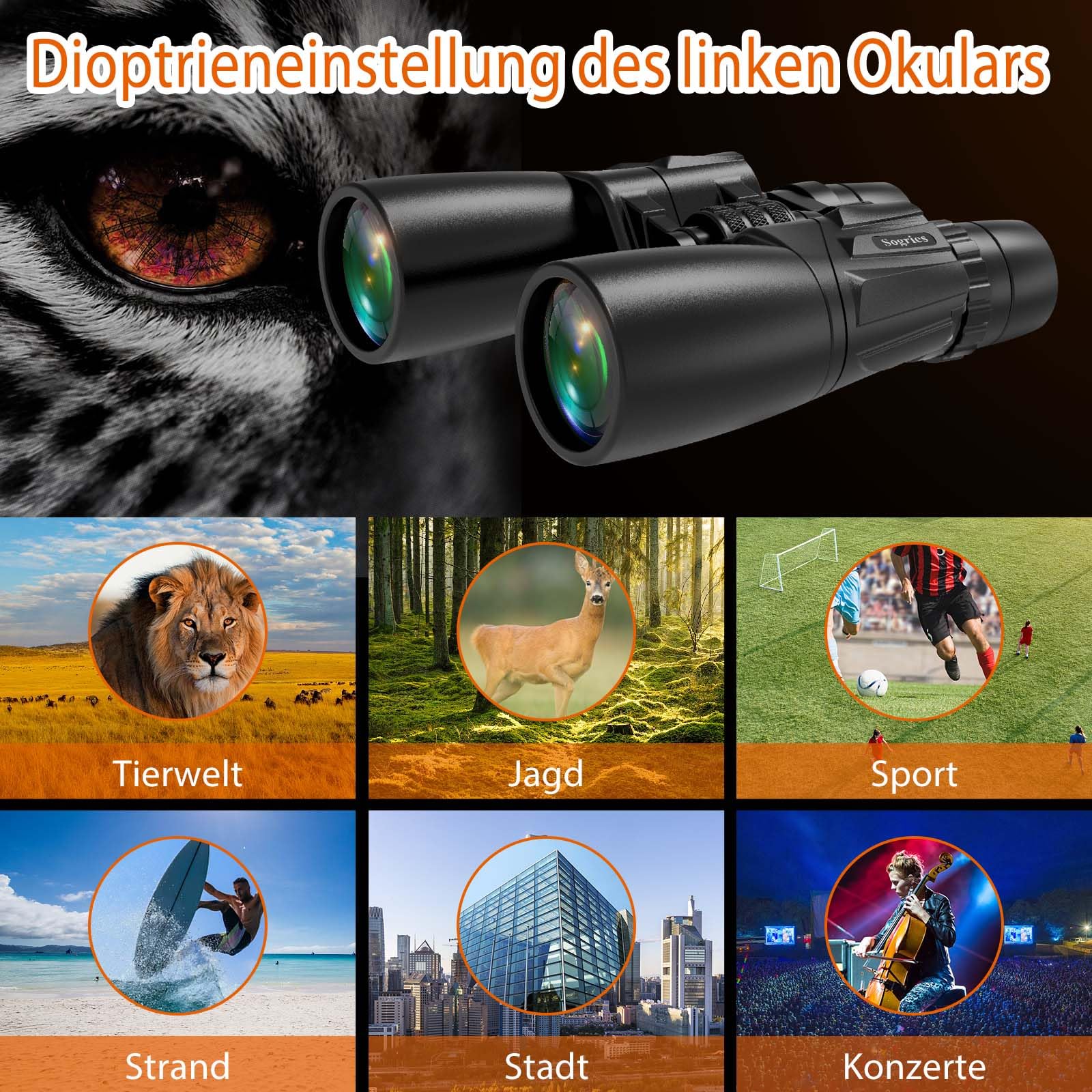 10–30x50 Zoom Fernglas für Erwachsene, HD Fernglas für Vogelbeobachtung | Reisen, Jagd, Konzerte mit großer Sicht, BAK4, FMC-Objektiv, klare Sicht bei schlechten