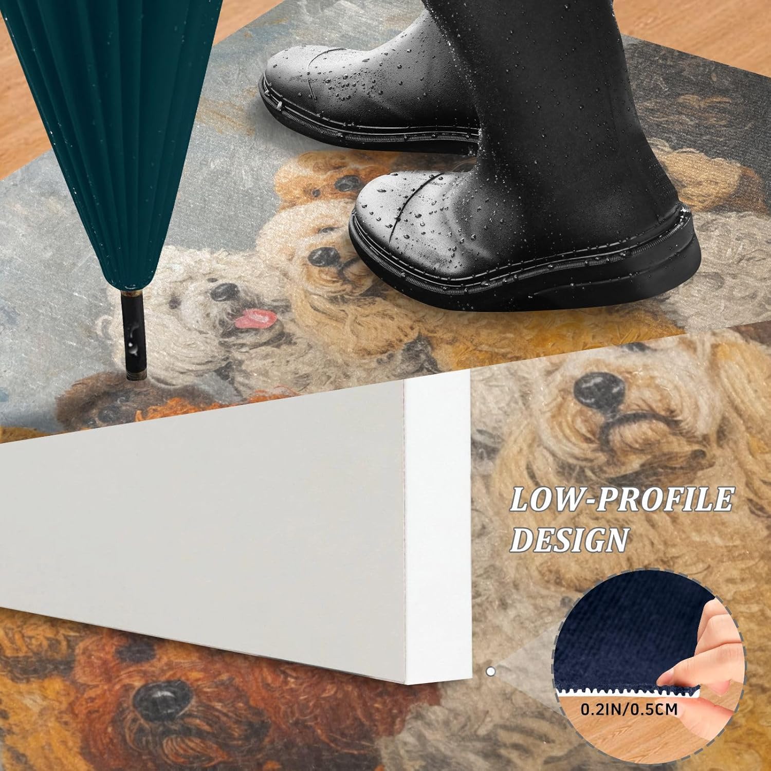 Door mat Poodle Dogs Funny Funny Cute Front Doormat for Indoor Outdoor Entrance Low Profile Non-Slip Floor Mats Home Decoration 20” x 32”