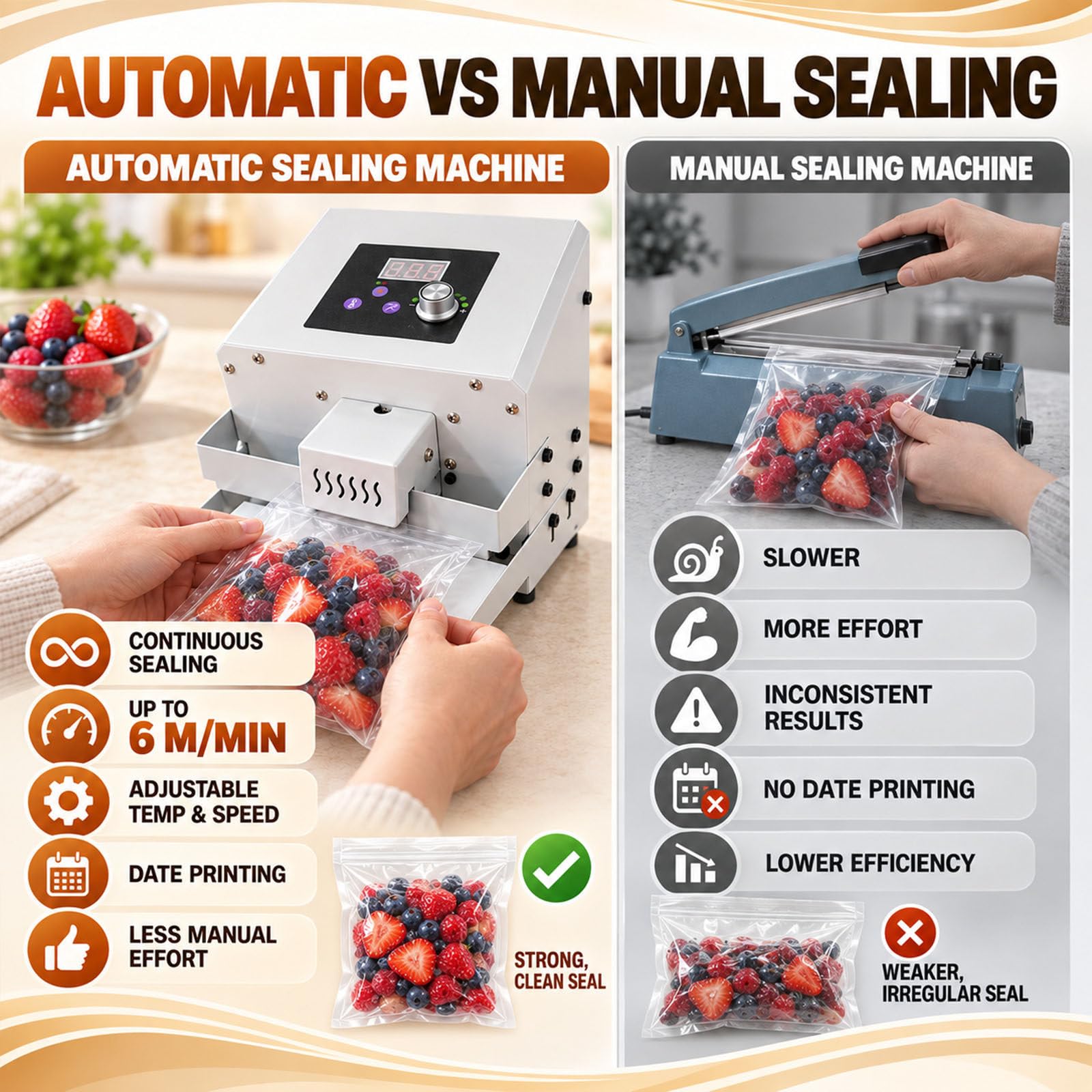 Máquina Selladora Automática,Selladora De Banda Comercial
