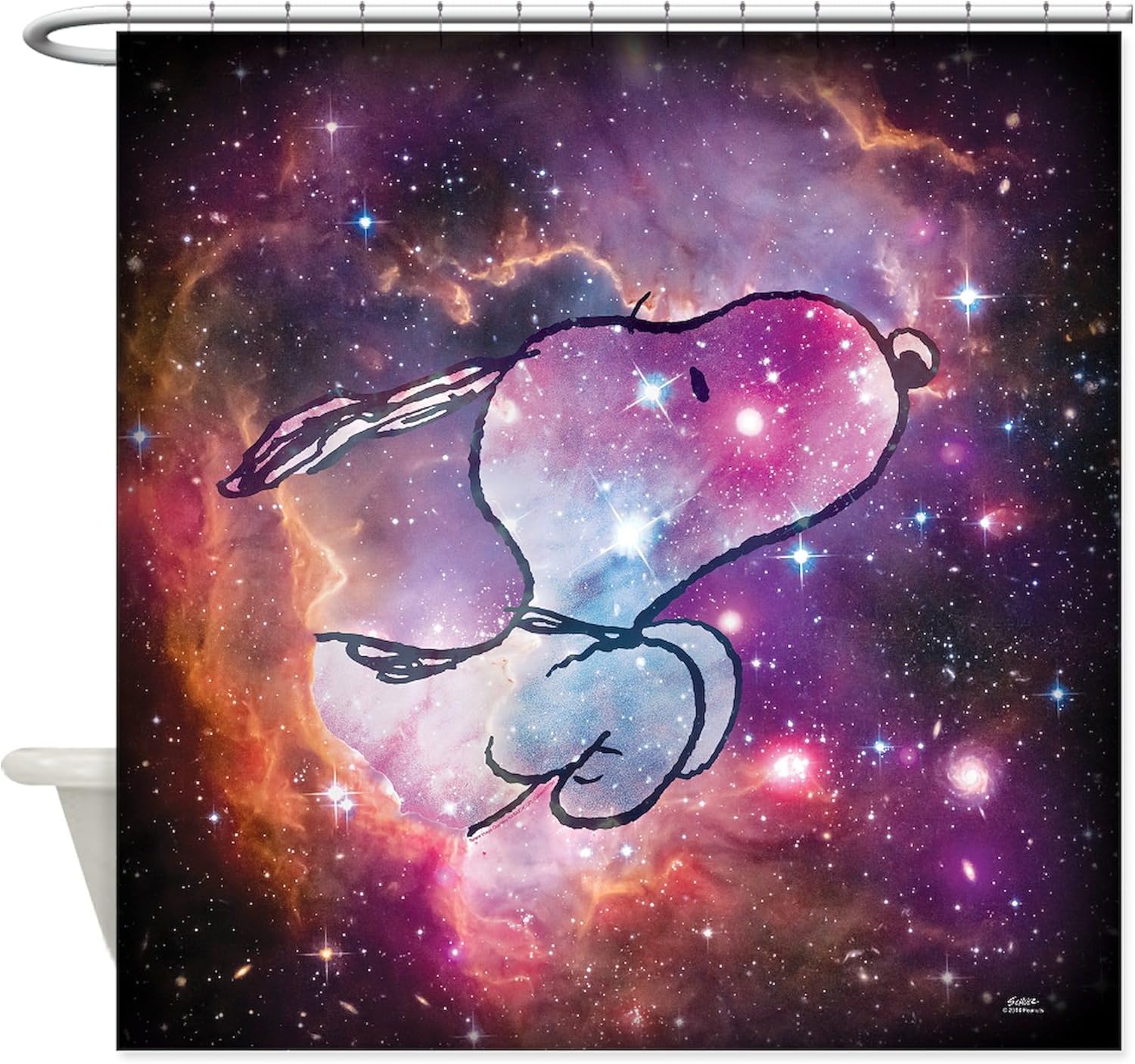 CafePress Snoopy Space 2 Decorative Fabric Shower Curtain