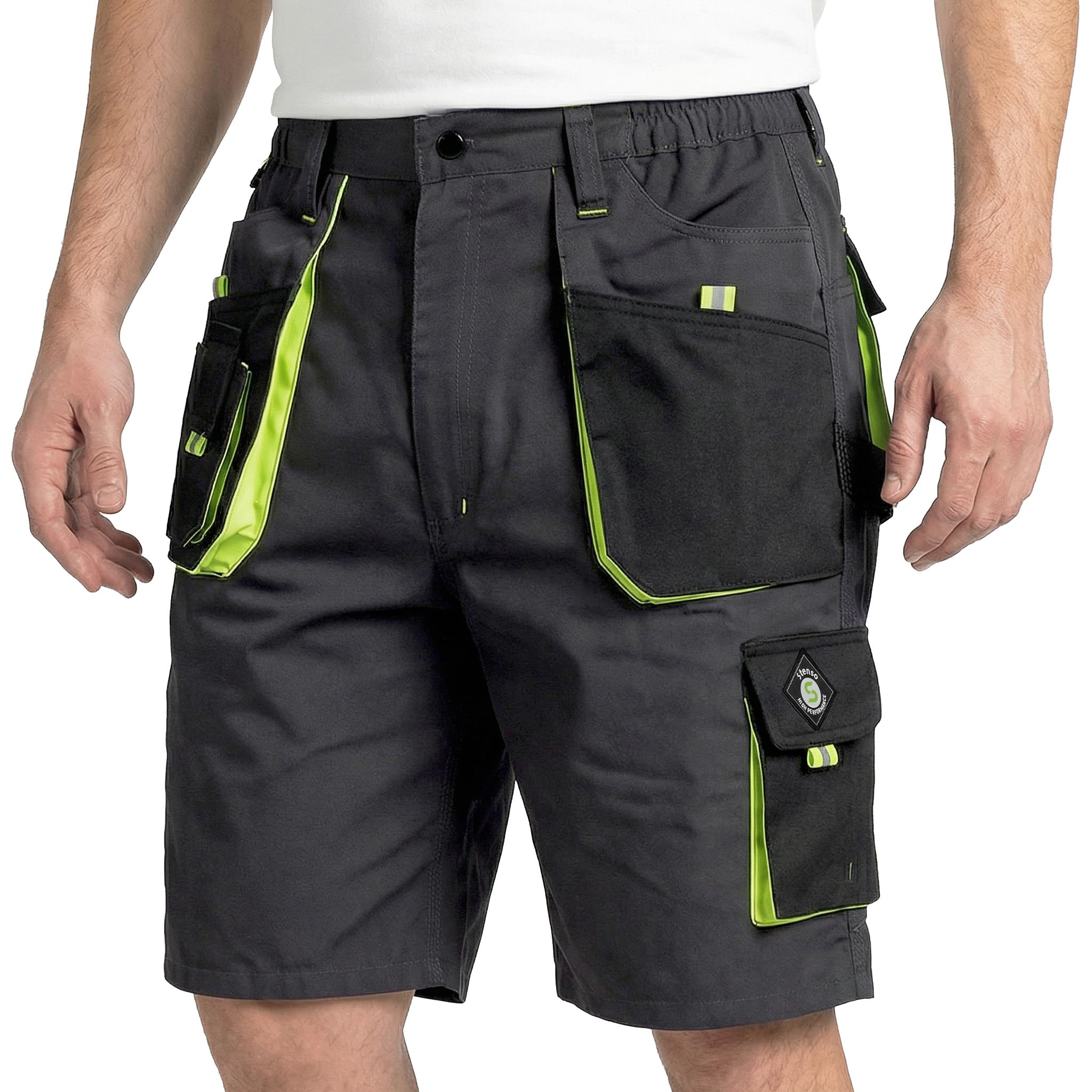 Stenso Kastor Short Cargo Homme - Haute Durabilité, Short de Travail Homme avec Poches Avant et Arrière, Taille Élastique
