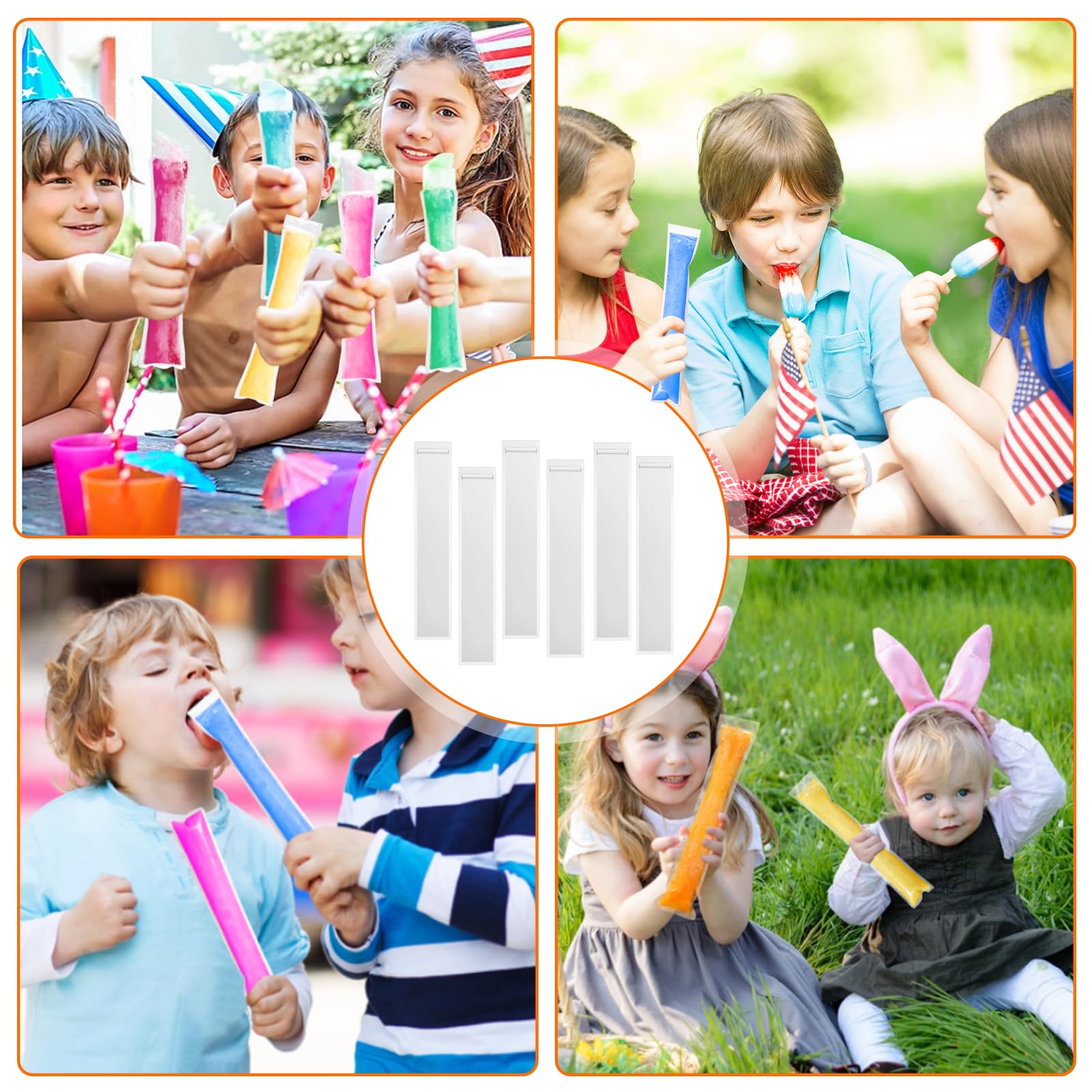 Wassereis Tüten,300Stück Wassereis Formen,Popsicle Taschen,wassereis tüten wiederverwendbar,Eis Pop Beutel Hausgemachte DIY Eisriegel Saft Joghurt 5.5 x 28 cm,mit 1 Trichter.