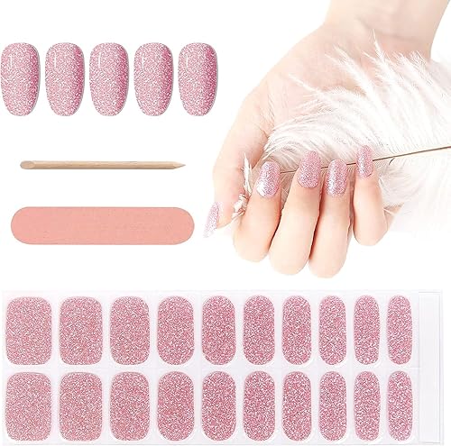 Miniatura 1 de Kalolary 20 tiras de esmalte de uñas de gel semicuradas, adhesivo rojo azufaifo, envoltura completa, calcomanías de gel impermeables con lima de
