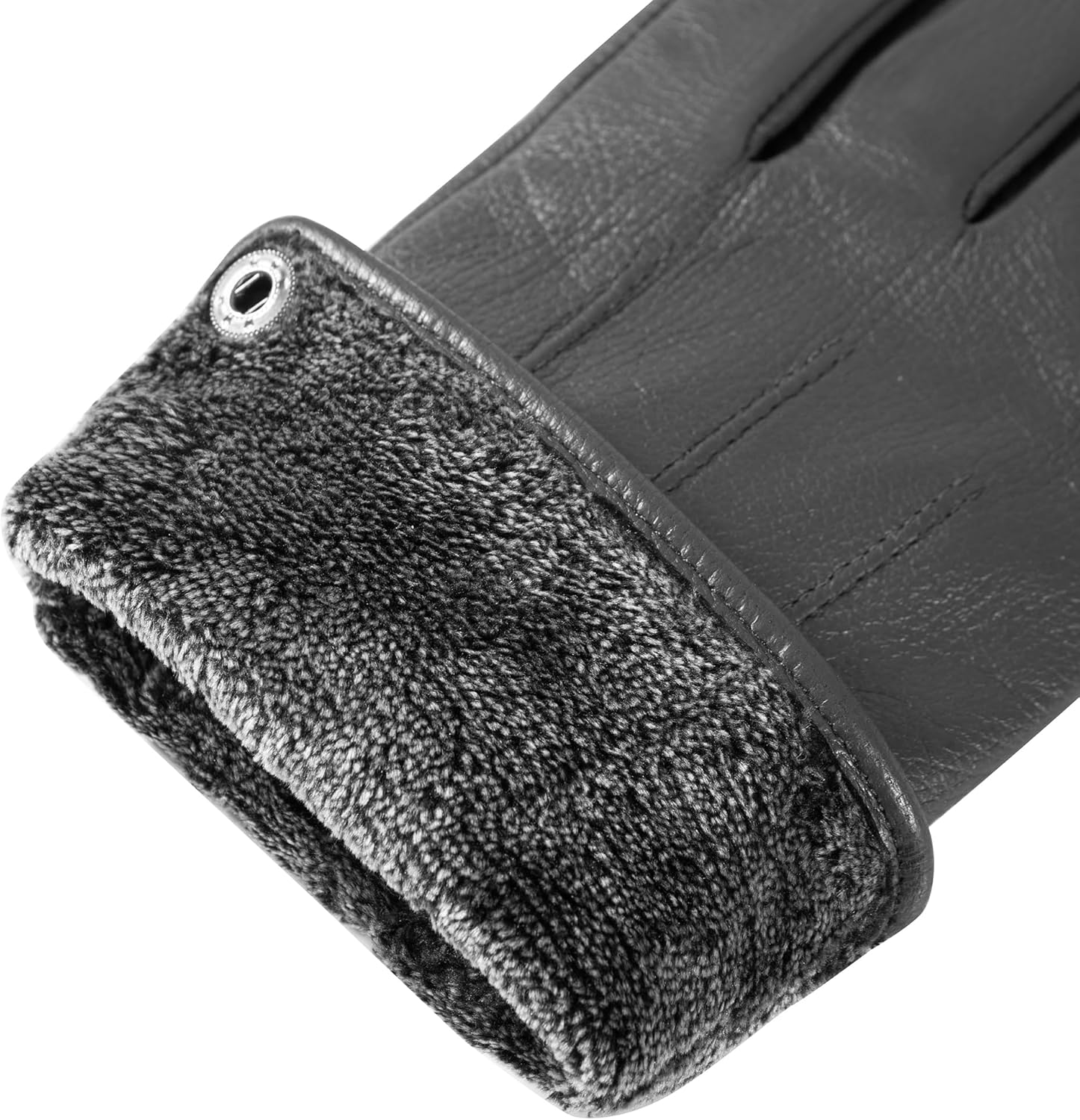 QOF Winter Genuine Leather Gloves for Men, Cashmere Warm Lined Finger Touchscreen Texting Driving Gloves - Image 5
