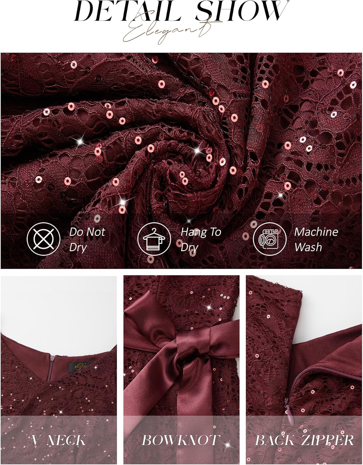 Dressystar 2026 Women's Sequin Lace Floral Wedding Guest Prom Dress Sparkly V Neck Sleeveless A Line Cocktail Party Dresses - Image 6