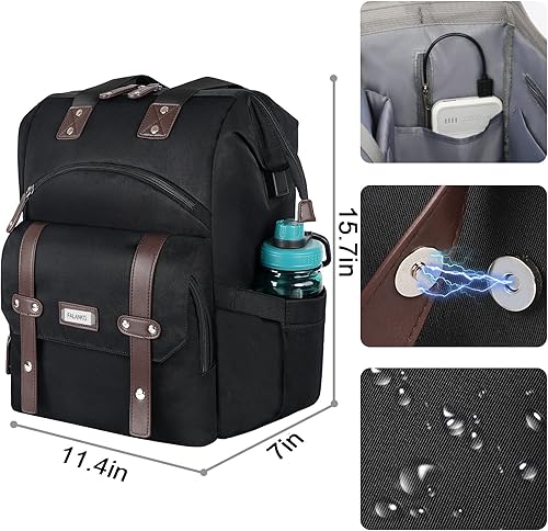 Miniatura 5 de FALANKO Mochila para niñas, 17 pulgadas para mujer, portátil, escuela, universidad, con puerto de carga USB, mochila de escuela primaria media alta