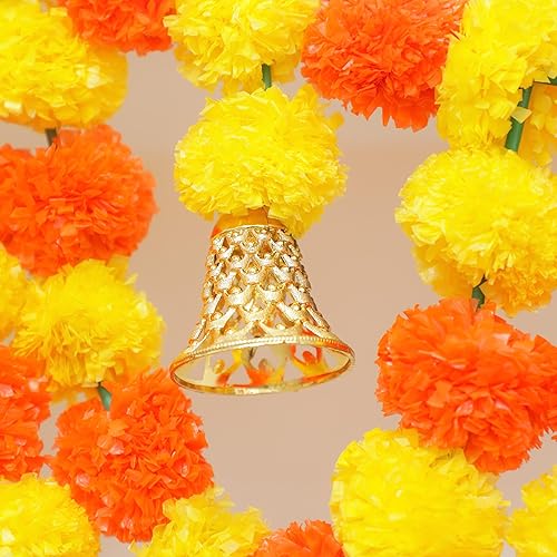 Miniatura 4 de Toran colgante de puerta de caléndula amarilla naranja de 5 pies - Thorans indio - Guirnalda de flores útiles para Pooja Mandir, puerta, decoración