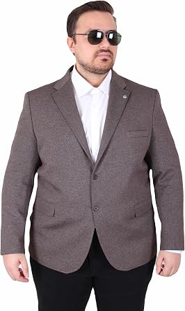 Mocgrande Erkek B y k Beden 4 Drop Blazer Sedef Ceket 500606 KAHVERENG