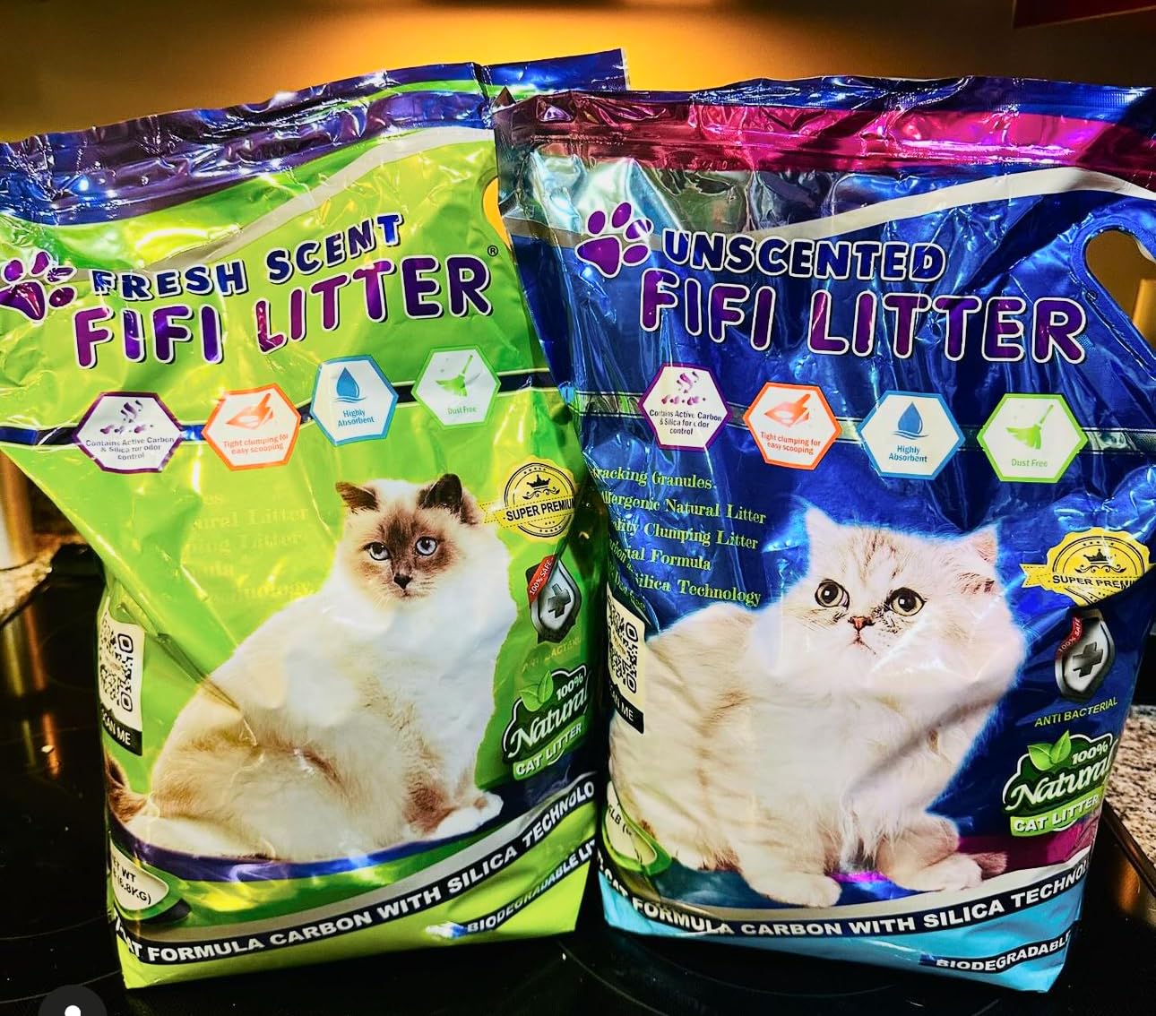 All Natural, fórmula premium para varios gatos, bentonita/carbono/sílice, bolsa de aluminio de 15 libras, aglutinación rápida, 99.9% libre de polvo, control de olores de larga duración