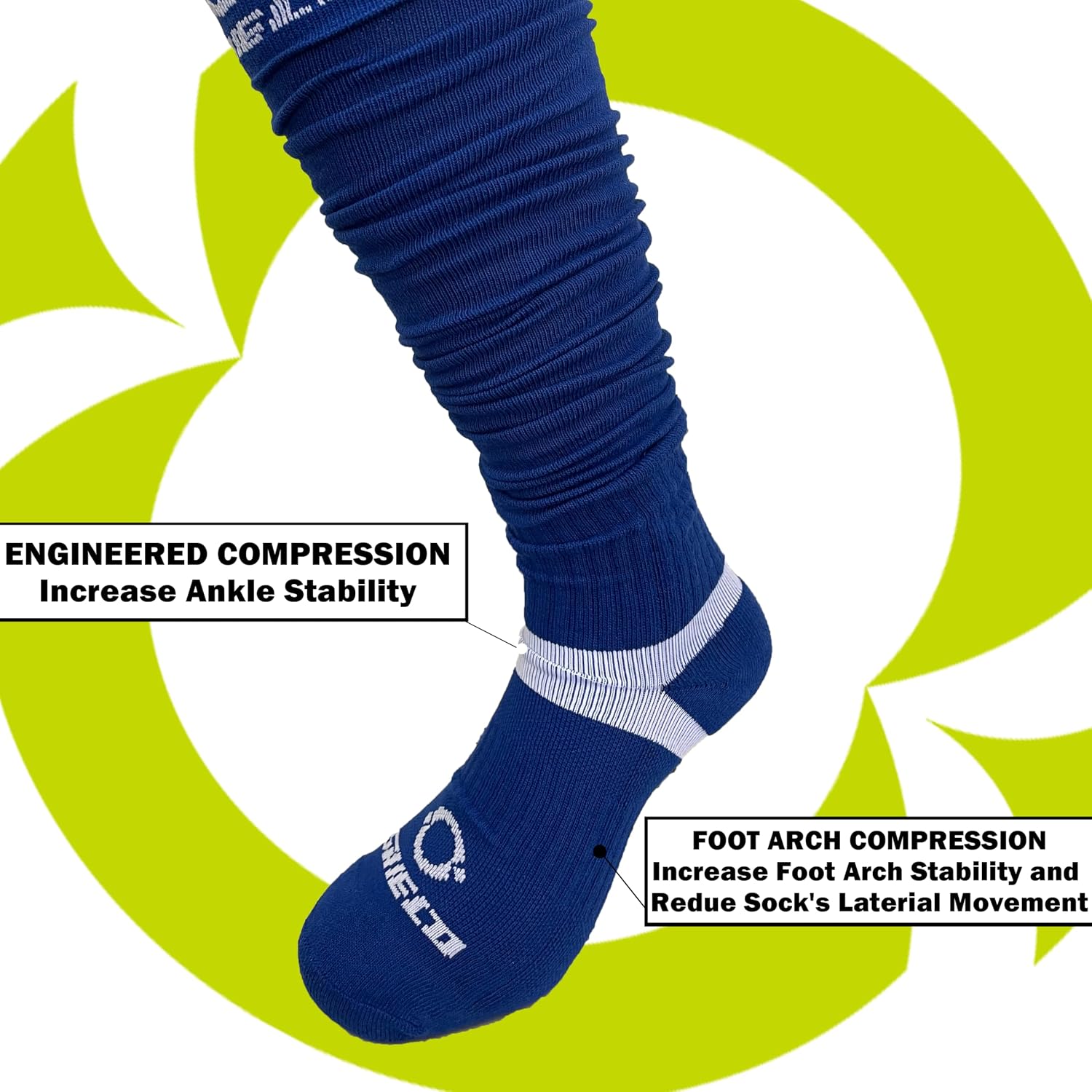 O SHIELD Football Scrunch Socks, Extra Long Athletic Soccer Achilles Supporter, Comfortable Material Cottons