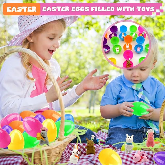 Foto 2 de 6 de 14 Huevos de Pascua llenos de Juguetes, Mini Huevos Sorpresa con Figuras de conejitos