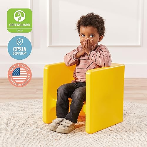 Miniatura 7 de ECR4Kids Tri-Me - Juego de mesa y sillas cubo, muebles multiusos, amarillo, 3 piezas