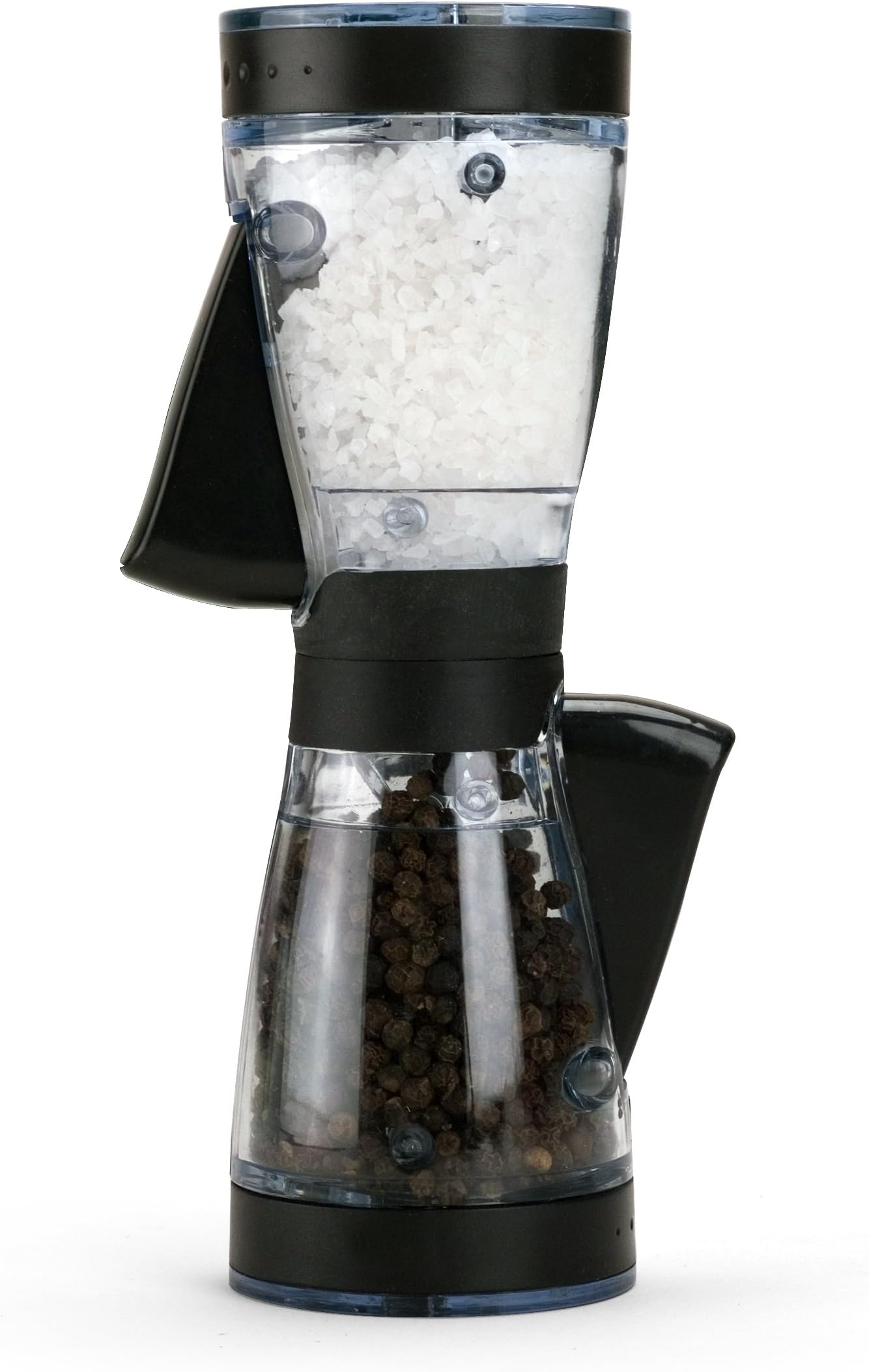 Kamenstein Dual Grinder Filled with Sea Salt and Pepper, Black