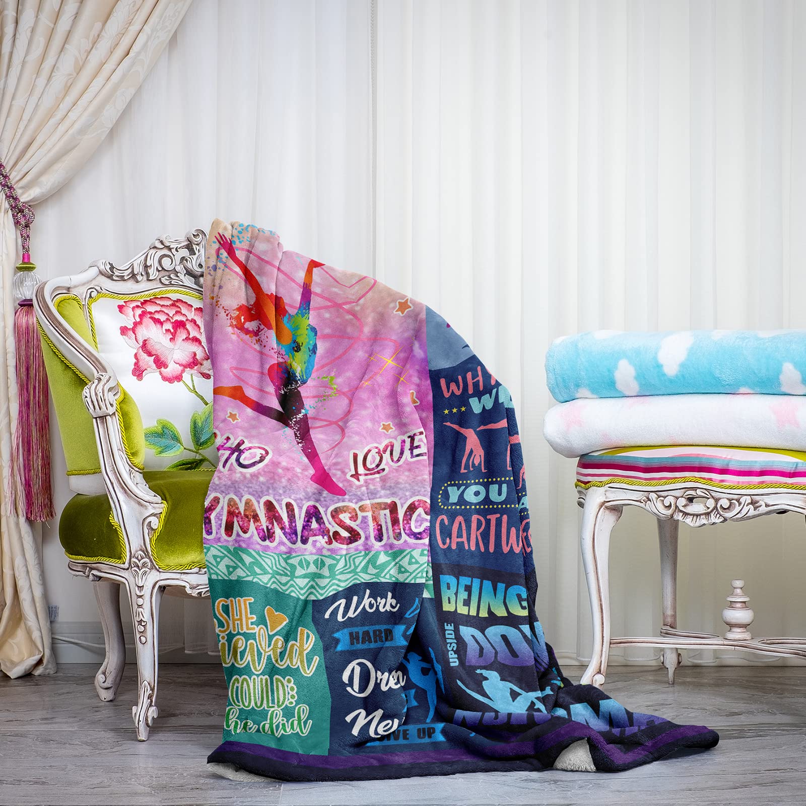 Gymnastics Gifts for Girls, Girls Gymnastics Stuff Blanket Gifts, Gymnastics Christmas Birthday Gifts Throw Blanket 50" x 40"