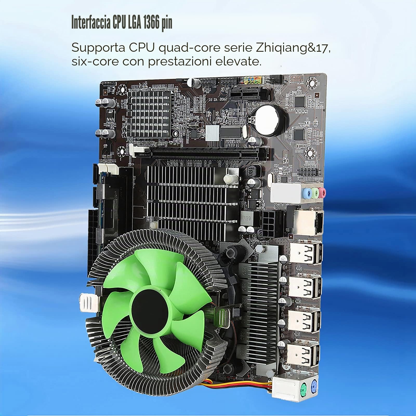 Kit Scheda Madre Gaming, LGA 1366 Socket CPU, 8GB DDR3 1333 MHz di Memoria, Ventola di Raffreddamento, Scheda Madre PC Desktop per Xeon X5650