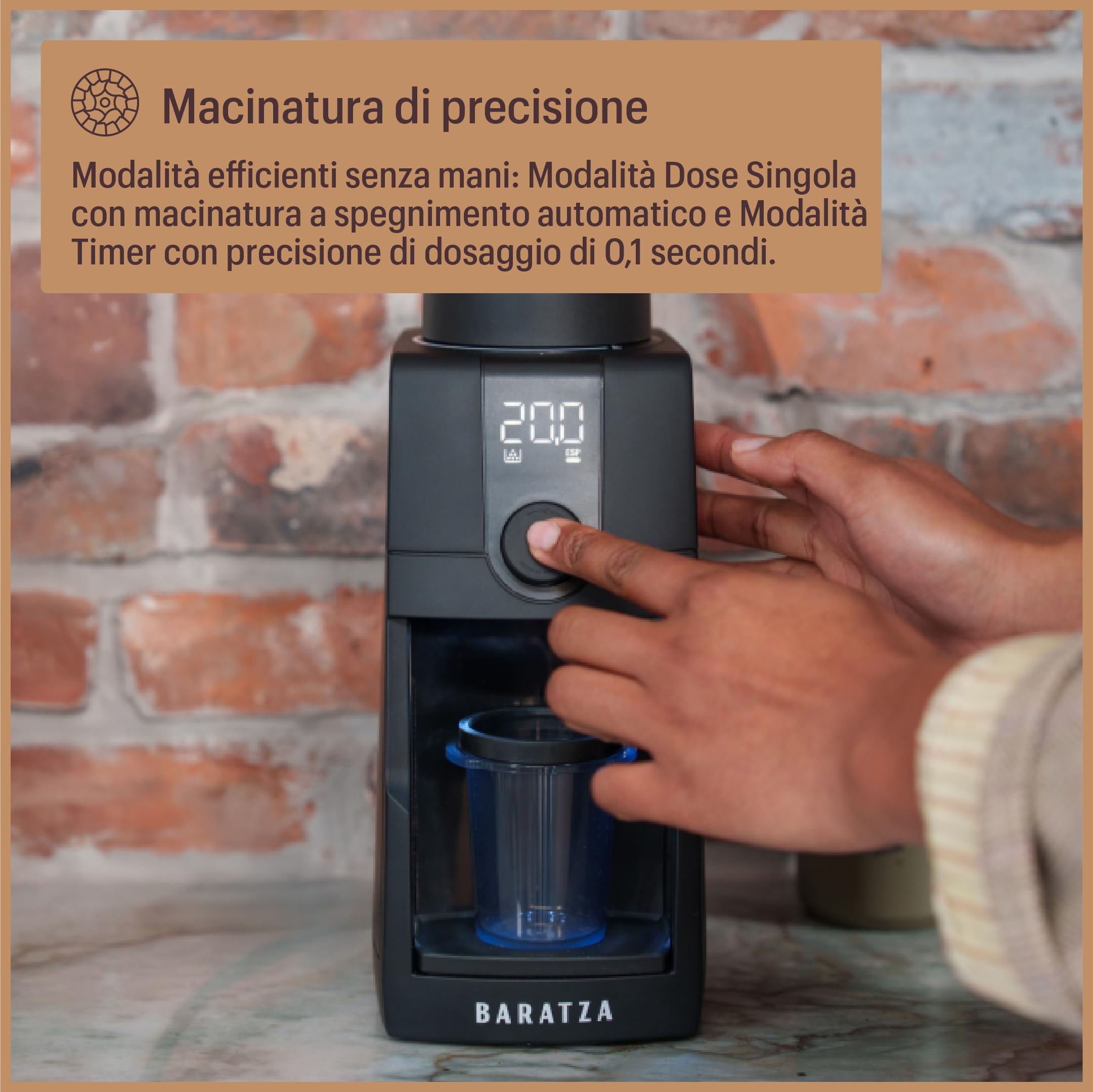 Baratza - Macinacaffè Encore ESP Pro - Regolazione continua, Disco di controllo del flusso, Tecnologia antistatica, Due modalità di dosaggio - Tramoggia 300 g, Macine coniche 40 mm, Facile da pulire