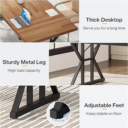Miniatura 6 de Tribesigns Escritorio Ejecutivo de 70.8 Pulgadas, Escritorio Grande para Computadora de Oficina, Estación de Trabajo, Estilo Moderno y Sencillo,