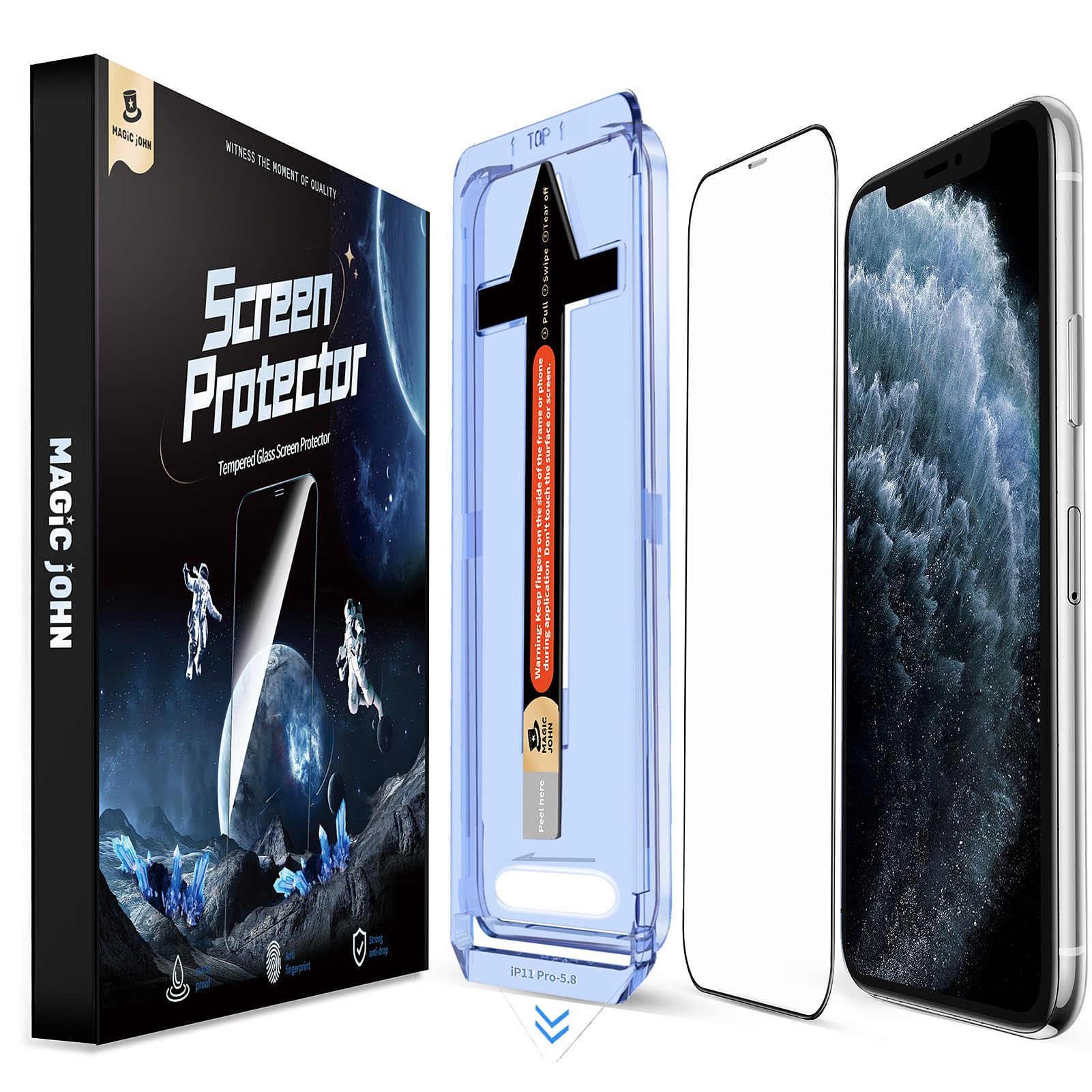 MAGIC JOHN 2 Pack for iPhone 11 Pro/iPhone X/iPhone XS 5.8 inch Tempered Glass Screen Protector