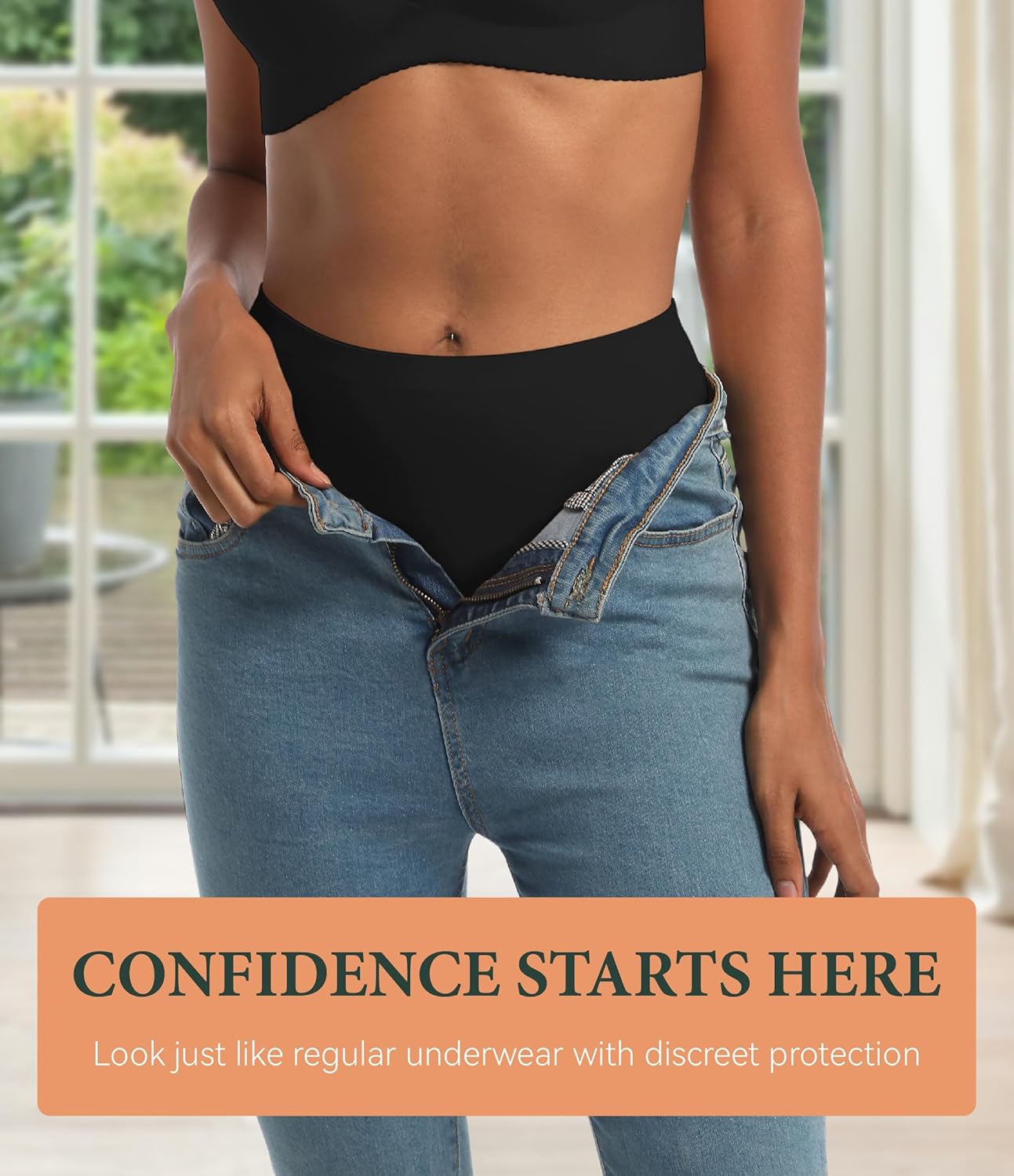 Adult Incontinence Protective Underwear for Women Washable Postpartum Leak Proof Panties 56 ml Absorbency 3 Pack (3 Black, XL) - Image 7