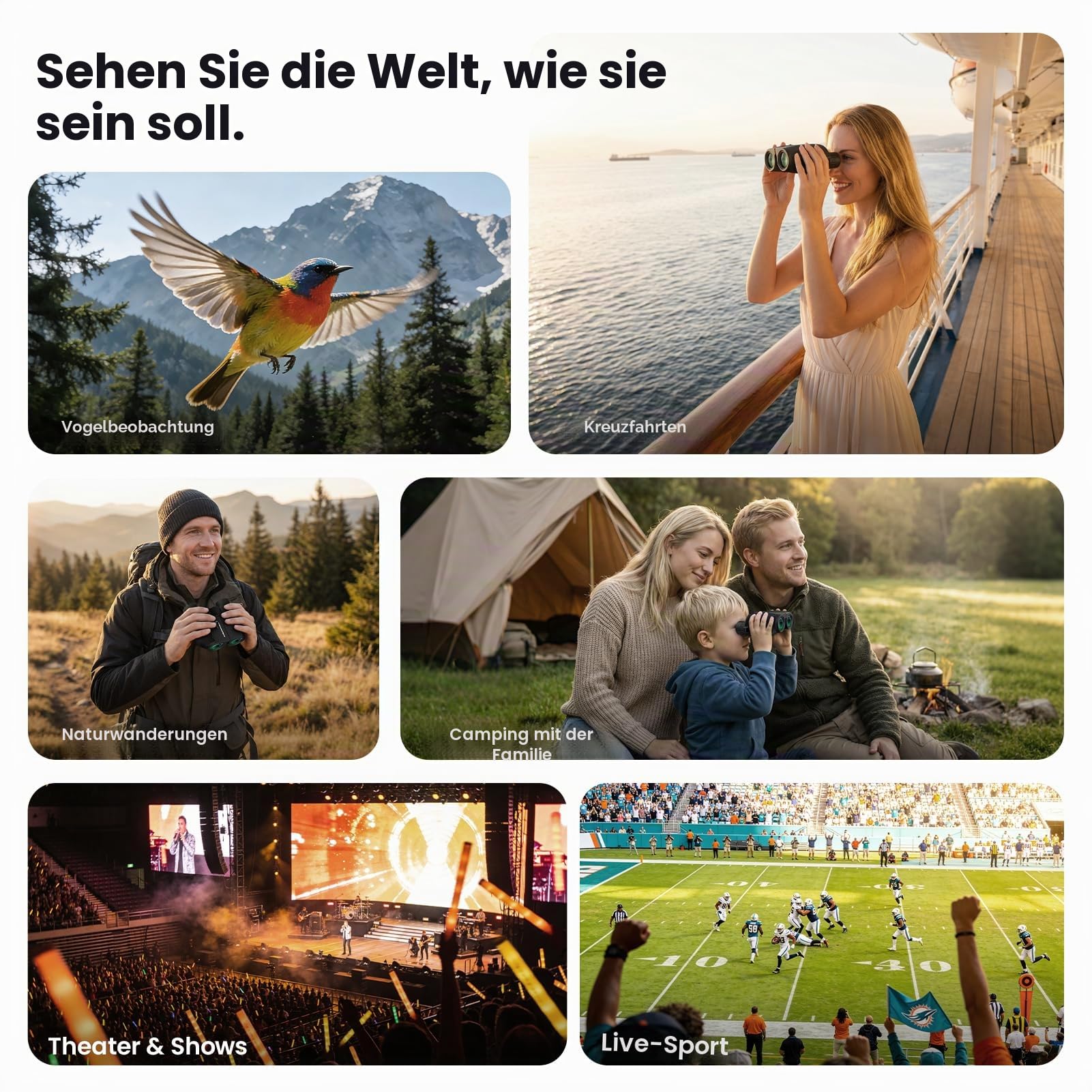 Aurosports Fernglas 10x25 Kompakt Ferngläser Kinder Erwachsene - Fernglas Klein Nachtsicht Schwachem Licht Klare Faltbares - Ideal für Outdoor Sportspiele Vogelbeobachtung Reisen Jagd Konzerte