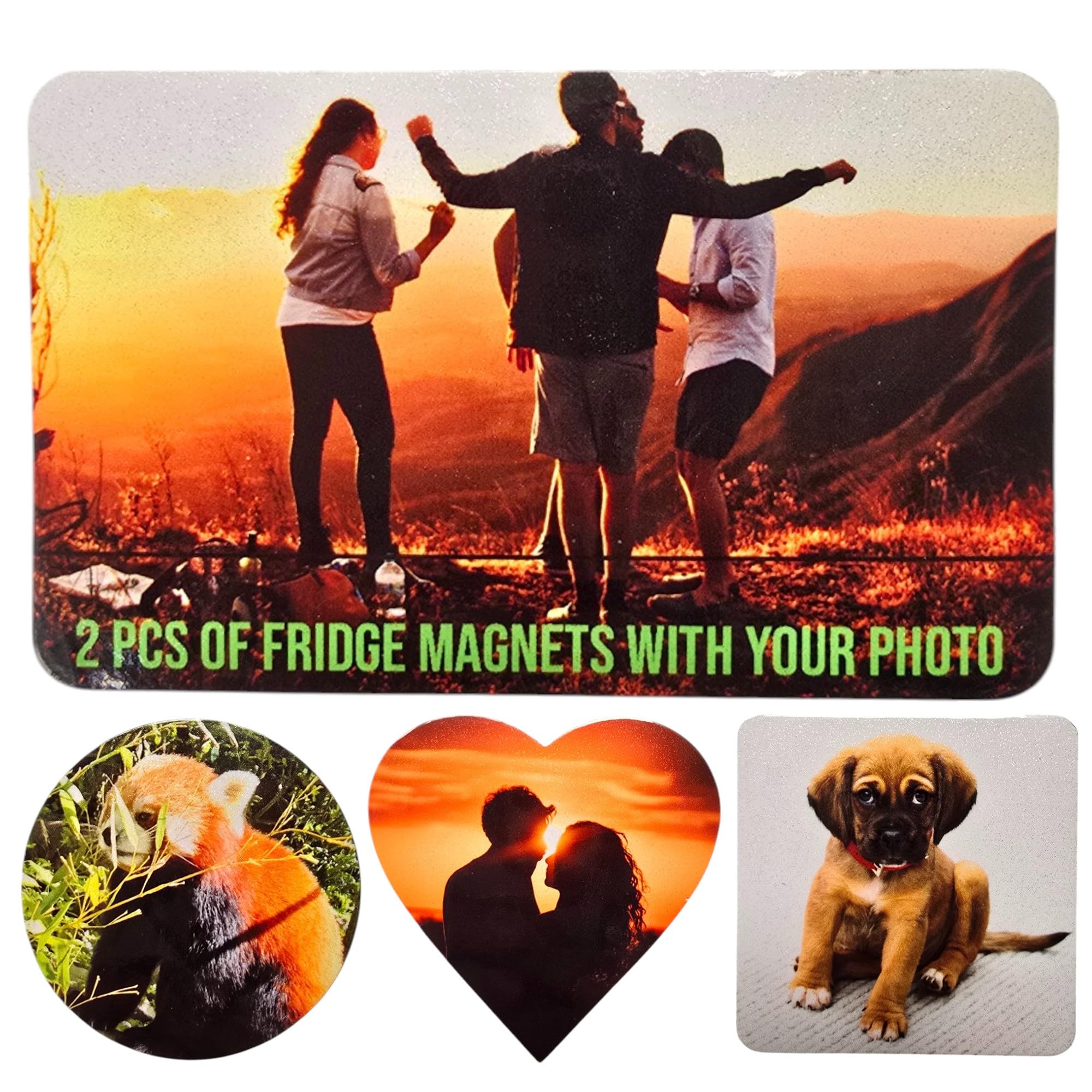 2x Personalised Fridge Magnet - PVC Photo Fridge Magnet - Personalised Gifts for Your Fridge - Travel, Memories, Family, Novelty, Decoration (2, Rectangular)