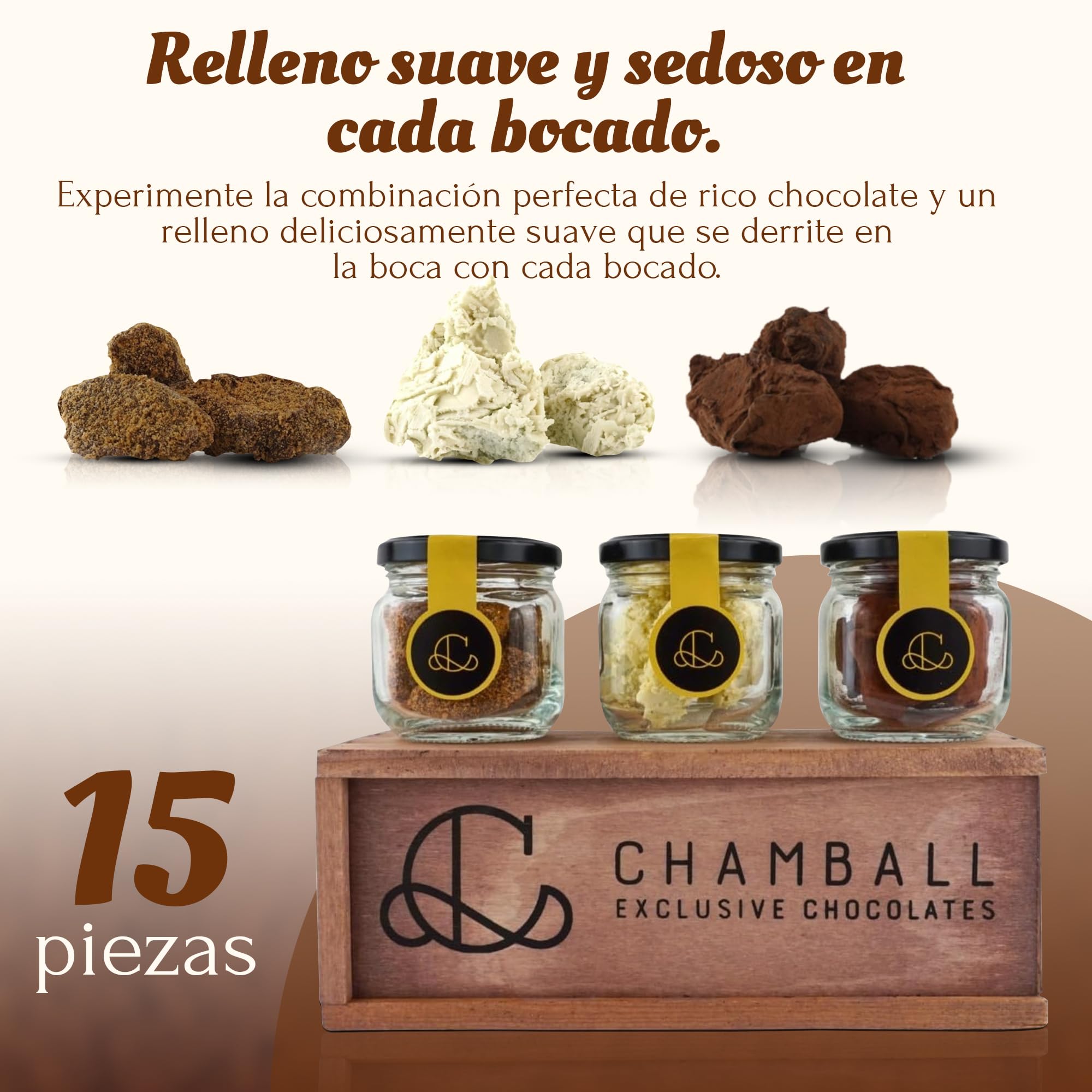 Caja de Chocolates para Regalar, 15 Trufas de Chocolate Belga con: Chocolate Blanco, Negro y con Leche, Rocas de Chocolate ideal Caja regalo Chocolate con Trufas Magicas, Chocolate box de CHAMBALL