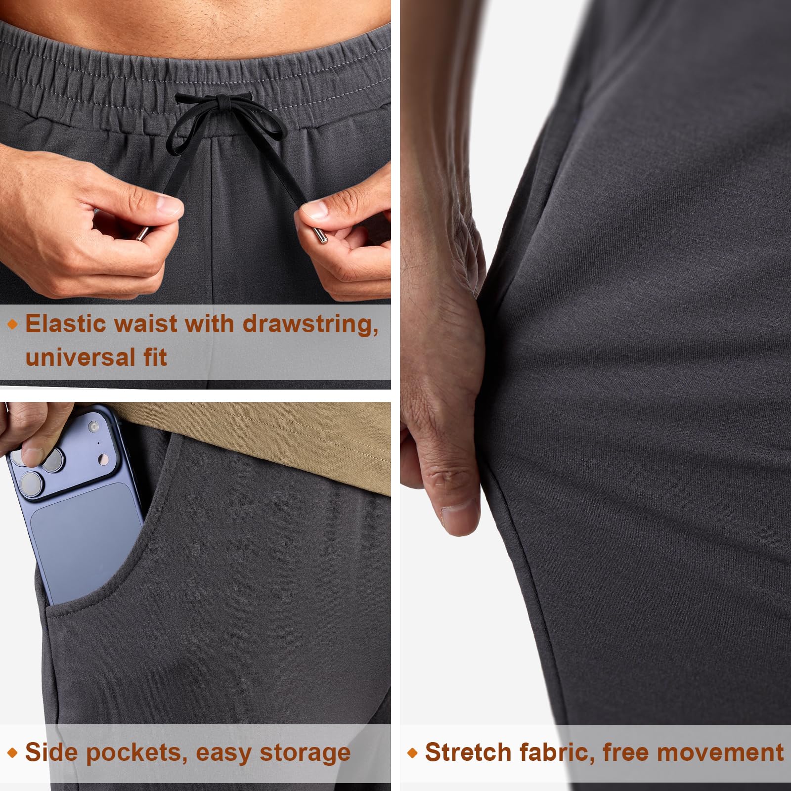 BULLIANT Jogginghose Herren, 3er Pack Sweathose Lang Sport Hose Jogger Trainingshose Loose Fit Freizeithose Taschen