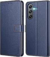 Ganbary Samsung Galaxy A35 5G Bőr Flip Tok - Kék Kártyatartós Mágneses Védőtok Állvány Funkcióval, Prémium Műbőr Telefontok 1