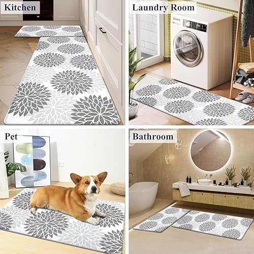 Miniatura 58 de HEBE Kitchen Mat 20"x71" Anti Fatigue Floor Mat Runner Non Slip Kitchen Mats for Floor Waterproof Kitchen Rugs and Mats Ergonomic Cushioned Comfort